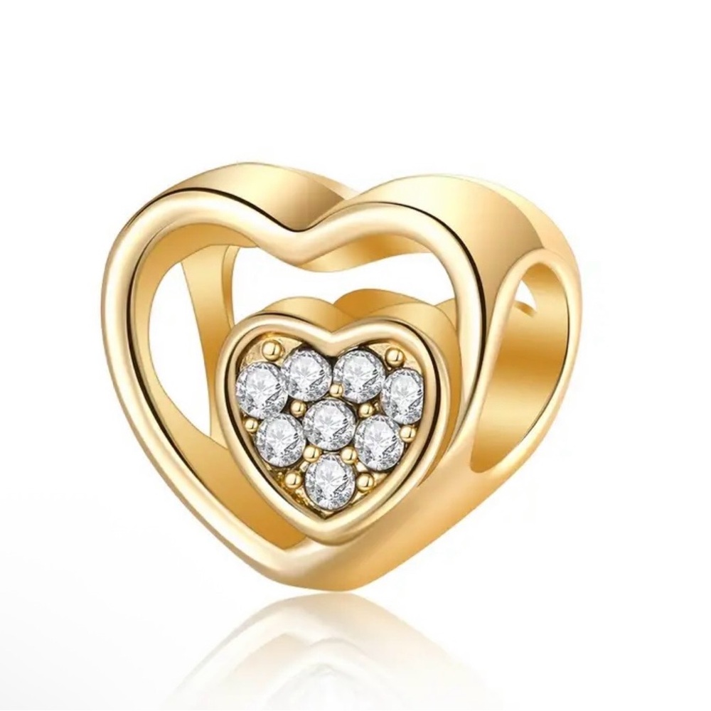 Gold and Silver Heart Charm Set - Picture 2 of 10